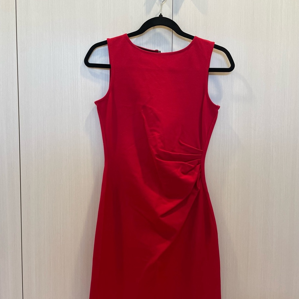 Kenneth Cole New York Red Ruched Sheath Dress